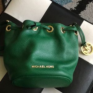 Michael Kors Jules green leather drawstring